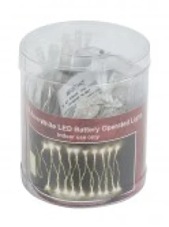 Christmas Warehouse 20 Warm White Concave Led Bulb Christmas String Battery Fairy Lights - 2.4M><noscript><img width=