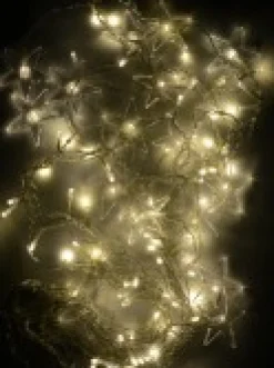 Christmas Warehouse 98 Warm White Led Concave Bulb With Star Ends V - Shape Curtain Light - 1.4M><noscript><img width=
