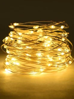 Christmas Warehouse 100 Warm White Micro Led Seed Bulb Christmas Wire Battery Lights - 10M> Battery Operated Lights