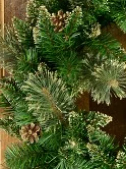 Christmas Warehouse Balsam Pine Wreath With 132 Gold Glittered Tips & Pine Cones - 56Cm><noscript><img width=