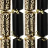 Christmas Warehouse Black & Gold With Swirl Splash Pattern Christmas Cracker Bon Bons - 12 X 30Cm> Christmas Cracker Bon Bon Packs (4 - 16 Per Pack)