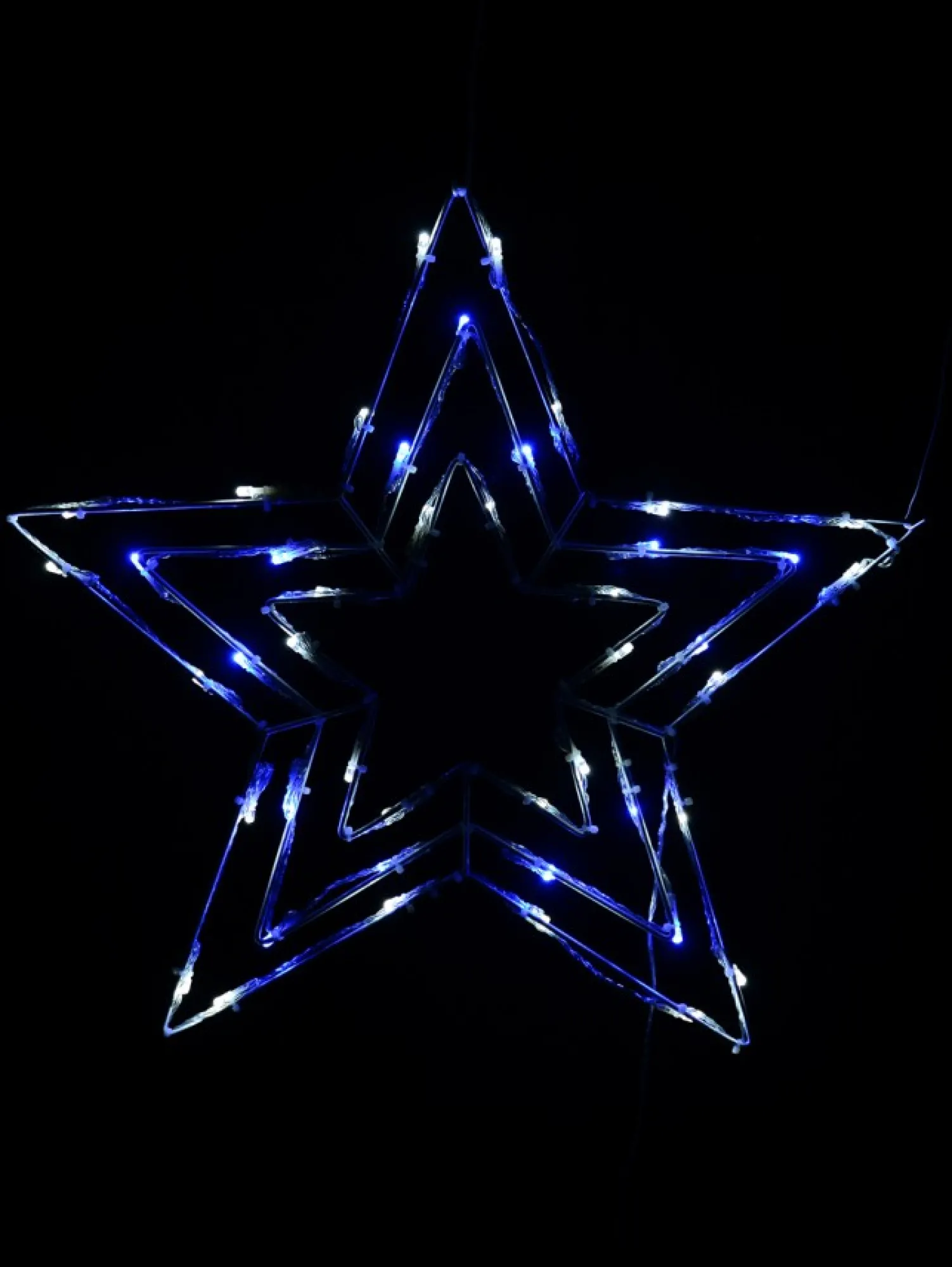 Christmas Warehouse Blue & Cool White Led Triple Christmas Star String Light Silhouette - 50Cm> Christmas Light Displays