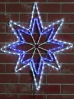 Christmas Warehouse Blue & Cool White 5-Point Star Of Bethlehem Led Rope Light Silhouette - 75Cm><noscript><img width=
