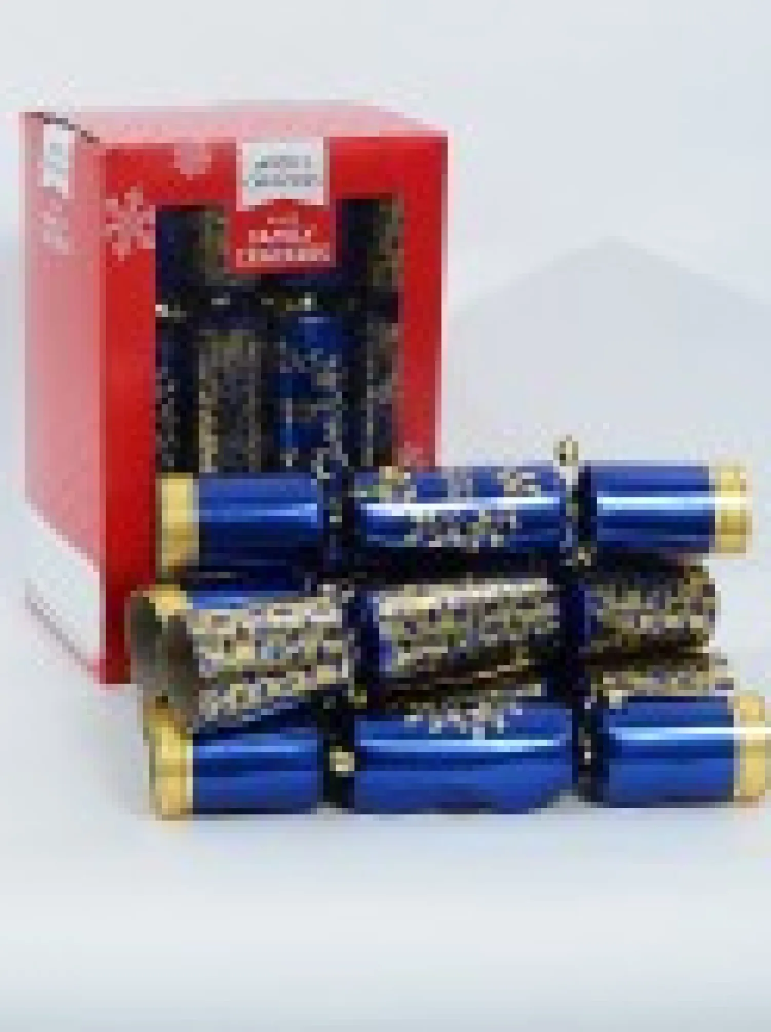 Christmas Warehouse Blue & Gold With Christmas Wishes Holly Vine & Wreath Bon Bons - 12 X 29Cm> Christmas Cracker Bon Bon Packs (4 - 16 Per Pack)
