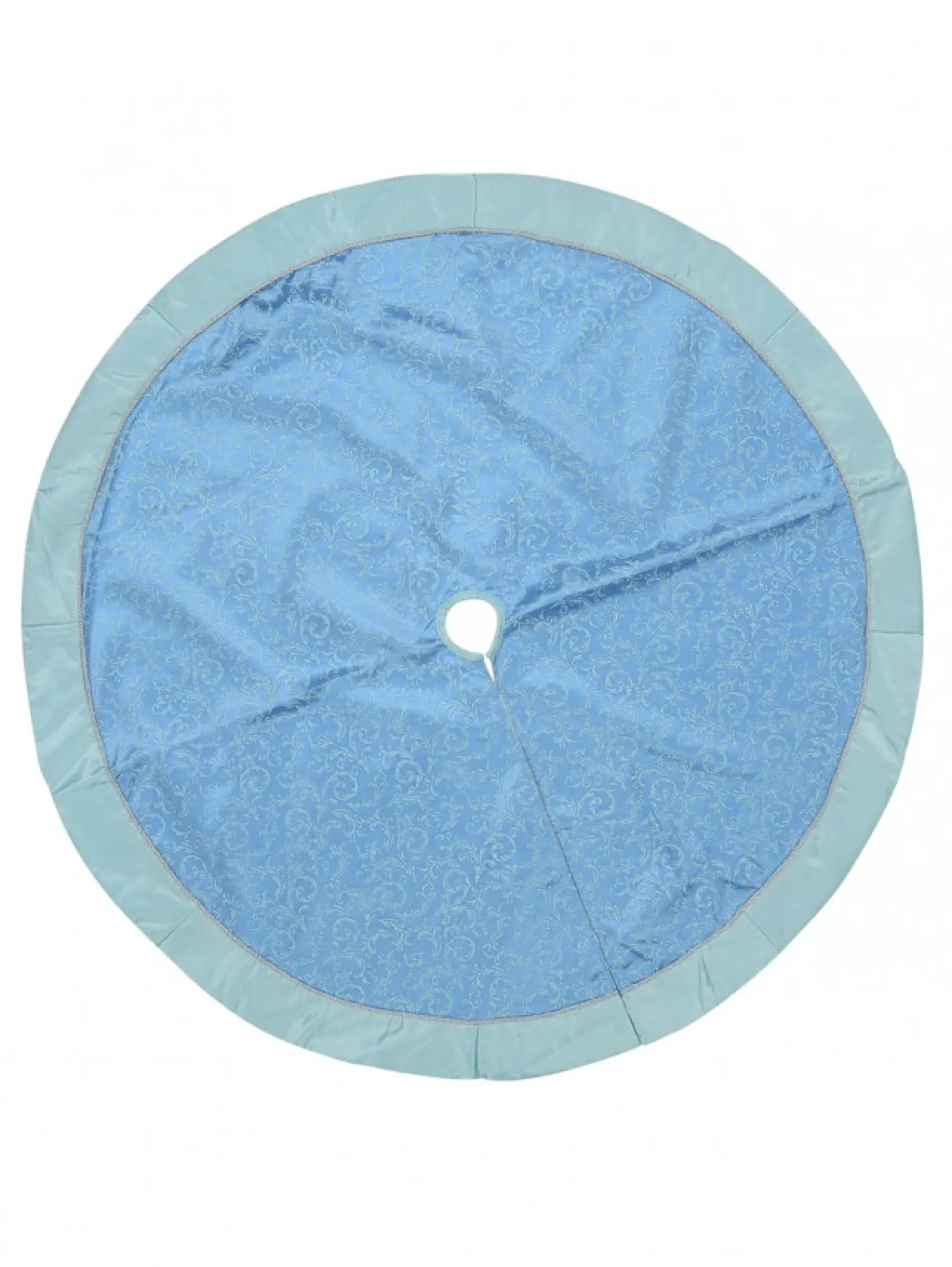 Christmas Warehouse Blue & Silver Filigree Pattern With Border Christmas Tree Skirt - 1.2M> Tree Skirts