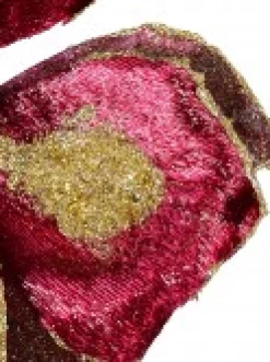 Christmas Warehouse Burgundy With Gold Glitter Magnolia Decorative Christmas Flower Pick - 22Cm> Christmas Picks