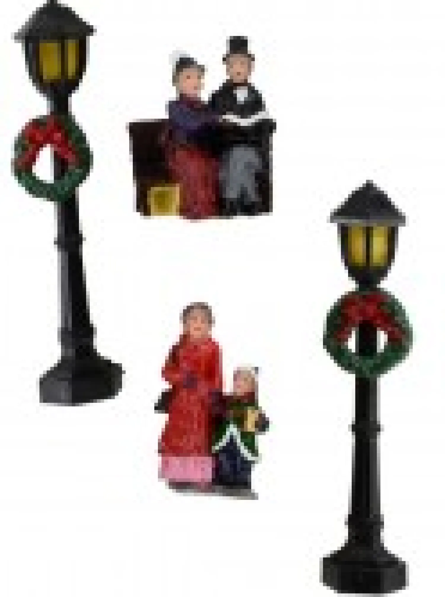 Christmas Warehouse Carollers In Illuminated Town Centre Christmas Village Figurines - 11 Piece Set> Christmas Village Figurines