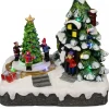 Christmas Warehouse Christmas Tree Scene With Kids & Elf With Led Lights & Animated Tree - 19Cm> Christmas Village Scenes