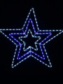 Christmas Warehouse Cool White & Blue Led Triple Christmas Star Rope Light Silhouette - 80Cm> Christmas Light Displays