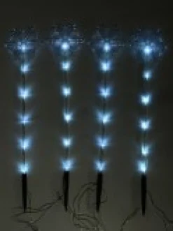Christmas Warehouse Cool White Led Snowflake On A Pole Garden Christmas Path Lights - 4 X 49Cm> Path Lights
