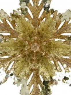 Christmas Warehouse 3D Gold Snowflake With Sequins Christmas Tree Hanging Decoration - 15Cm> Hanging Decorations - Individual