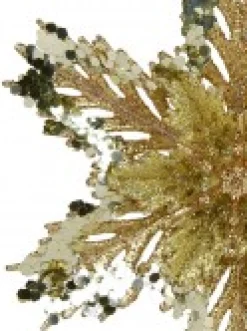 Christmas Warehouse 3D Gold Snowflake With Sequins Christmas Tree Hanging Decoration - 15Cm><noscript><img width=