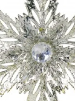 Christmas Warehouse 3D Silver Snowflake With Sequins Christmas Tree Hanging Decoration - 15Cm> Hanging Decorations - Individual