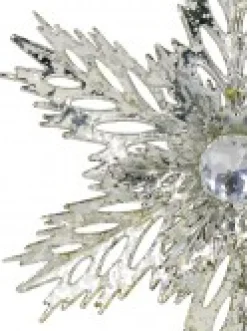 Christmas Warehouse 3D Silver Snowflake With Sequins Christmas Tree Hanging Decoration - 15Cm><noscript><img width=