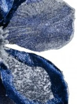 Christmas Warehouse Dark Blue With Silver Glitter Magnolia Decorative Christmas Flower Pick - 22Cm><noscript><img width=