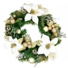 Christmas Warehouse Decorated White Poinsettia, Mistletoe, Berries & Baubles Pine Wreath - 45Cm> Christmas Wreaths