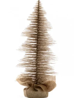 Christmas Warehouse Glittered Champagne Spiral Pine Needle Christmas Table Top Tree - 20Cm> Table Top Christmas Trees