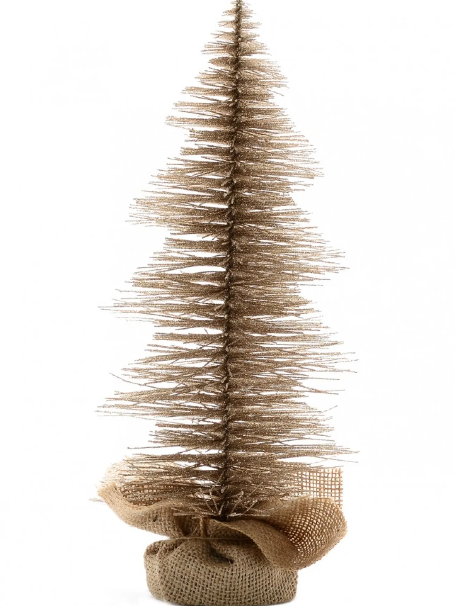 Christmas Warehouse Glittered Champagne Spiral Pine Needle Christmas Table Top Tree - 20Cm> Table Top Christmas Trees