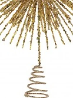 Christmas Warehouse Glittered Champagne Starburst Christmas Tree Topper Decoration - 38Cm><noscript><img width=