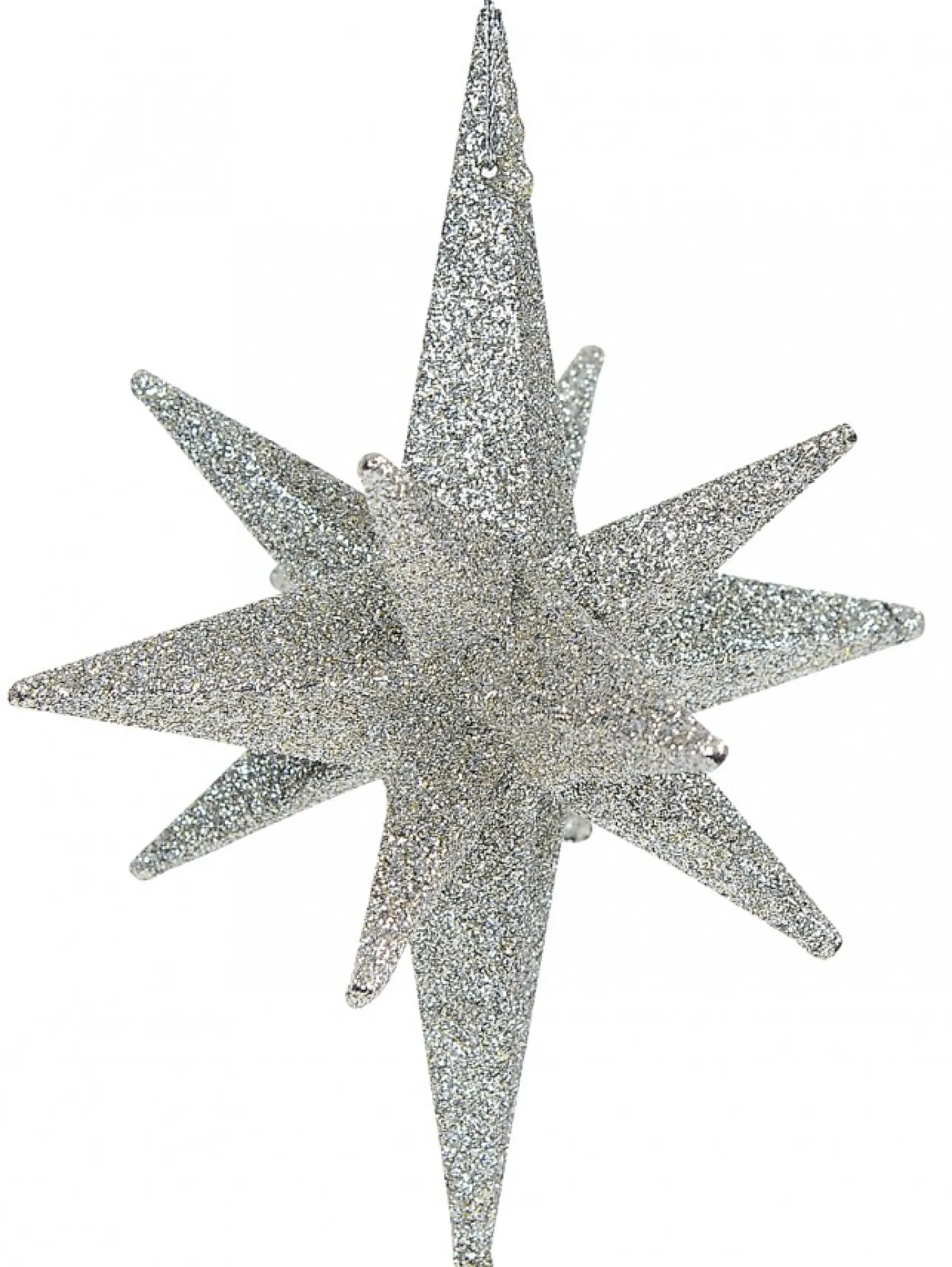 Christmas Warehouse Glittered Silver 3D Star Of Bethlehem Christmas Tree Hanging Decoration - 14Cm> Hanging Decorations - Individual