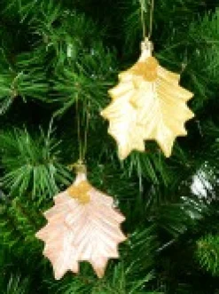 Christmas Warehouse Gold & Light Rose Gold Mistletoe Leaves Tree Hanging Decorations - 2 X 12Cm><noscript><img width=