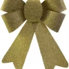 Christmas Warehouse Gold Glitter Pvc Christmas Tree Bow Decoration - 24Cm> Christmas Bows