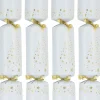 Christmas Warehouse Gold Shiny Stars Christmas Tree Pattern Design On White Bon Bons - 50 X 30Cm> Christmas Cracker Bon Bon Catering Packs (50 Per Pack)