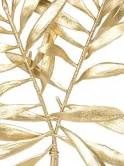 Christmas Warehouse Gold Thin Leaf Christmas Bush Two Branch Decorative Spray Pick - 26Cm><noscript><img width=