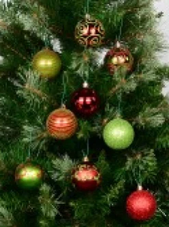 Christmas Warehouse Green & Red Christmas Baubles With 4 Glitter Designs & Shiny - 9 X 60Mm><noscript><img width=