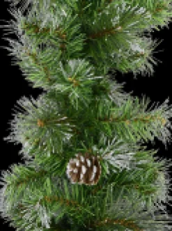 Christmas Warehouse Green Pine Needle Garland With Pine Cones & 180 Silver Glitter Tips - 2.7M><noscript><img width=