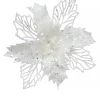 Christmas Warehouse Iridescent Glitter Petal & Leaf Poinsettia Christmas Flower Pick - 18Cm> Christmas Picks