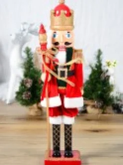 Christmas Warehouse Large Classic Christmas Nutcracker With Finial Staff Decorative Ornament - 59Cm><noscript><img width=