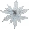 Christmas Warehouse Light Baby Blue Glittered Mesh Leaf Poinsettia Christmas Flower Pick - 28Cm> Christmas Picks