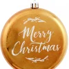 Christmas Warehouse Merry Christmas Font On Gold Disc Christmas Hanging Decorations - 2 X 11Cm> Hanging Decorations - Packs