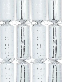 Christmas Warehouse Merry Christmas Gloss White & Shiny Silver Cursive Text Bon Bons - 50 X 30Cm> Christmas Cracker Bon Bon Catering Packs (50 Per Pack)