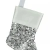 Christmas Warehouse Mini Silver Sequin Christmas Stocking Hanging Decorations - 6 X 15Cm> Hanging Decorations - Packs