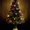 Christmas Warehouse Multi Colour Fibre Optic Christmas Tree With Baubles, Stars & 150 Tips - 1.2M> Fibre Optic Christmas Trees