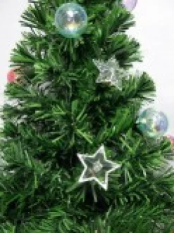 Christmas Warehouse Multi Colour Fibre Optic Christmas Tree With Baubles, Stars & 150 Tips - 1.2M><noscript><img width=