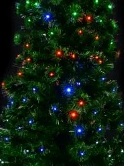 Christmas Warehouse Multi Colour Led & Fibre Optic Christmas Tree With 200 Tips & Bulbs - 1.8M><noscript><img width=