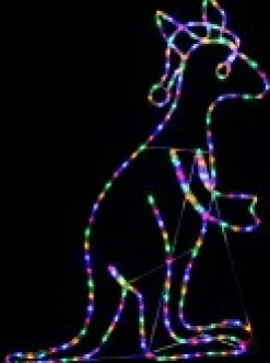 Christmas Warehouse Multi Colour Led Buru The Christmas Kangaroo Light Display Silhouette - 1.1M> Christmas Light Displays