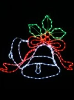 Christmas Warehouse Multi Colour Led Christmas Bells & Mistletoe Rope Light Silhouette - 83Cm><noscript><img width=