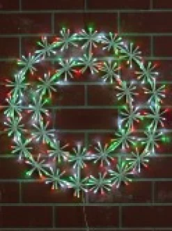 Christmas Warehouse Multi Colour Led Twinkle Wreath With Starburst Branches Light Display - 61Cm><noscript><img width=
