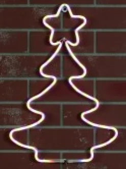 Christmas Warehouse Multi Fluro Colour Christmas Tree Neon Christmas Light Silhouette - 58Cm> Christmas Light Displays
