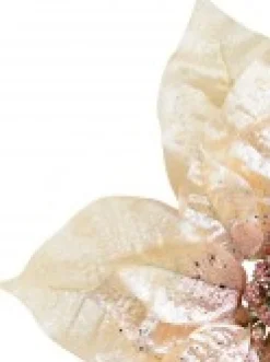 Christmas Warehouse Peach Pink With Rose Gold Poinsettia Decorative Christmas Flower Pick - 22Cm><noscript><img width=