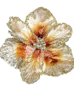 Christmas Warehouse Platinum & Brown With Sequins Tulip Decorative Christmas Flower Pick - 20Cm> Christmas Picks