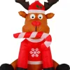 Christmas Warehouse Playful Deer With Candy Cane Illuminated Christmas Inflatable Display - 1.2M> Inflatable Displays