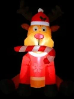 Christmas Warehouse Playful Deer With Candy Cane Illuminated Christmas Inflatable Display - 1.2M><noscript><img width=