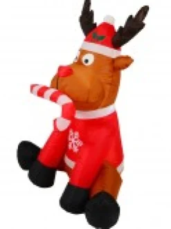 Christmas Warehouse Playful Deer With Candy Cane Illuminated Christmas Inflatable Display - 1.2M><noscript><img width=