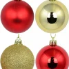 Christmas Warehouse Red & Gold Metallic, Matte & Glitter Christmas Baubles - 12 X 60Mm> Bauble Packs