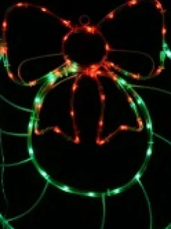 Christmas Warehouse Red & Green Led Wreath With Bow Noodle Rope Light Silhouette - 50Cm><noscript><img width=